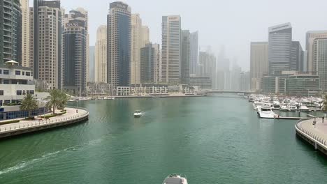 Dubai-Marina-sky-scrappers-in-a-foggy-day