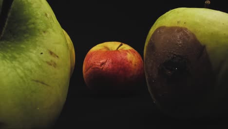 Gealterte-Äpfel-Und-Eine,-Die-Verfault