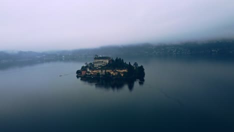 Drone-view-in-Orta-San-Giulio-by-Lake-Orta-in-Italy