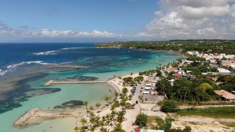 Drone-sequence-of-white-sand-beach-with-beautiful-water-colour-in-Guadeloupe