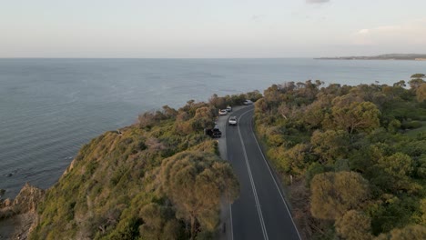 Coastline-Cliff-Beach-Road-at-Sunset