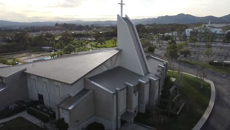 Aerial-View-of-church-with-cross