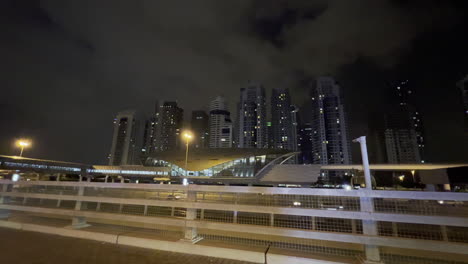 Dubai-city-highway-and-train-network-seen-at-night