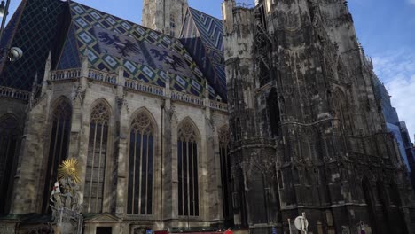 Exterior-of-the-historic-Saint-Stephens-Cathedral-in-Vienna,-Austria