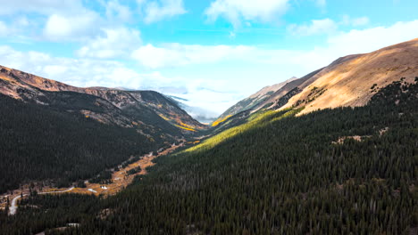 Aerial-hyperlapse-of-Guanella-Pass-in-the-Rocky-Mountains-near-Denver,-Colorado