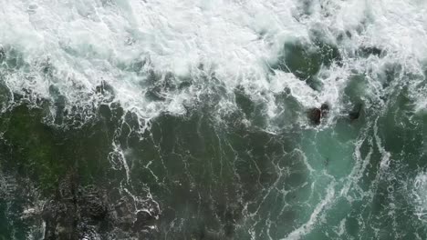 Ocean-Waves-Crashing---Daytime---Aerial-Bird's-Eye-View-Overhead-Shot