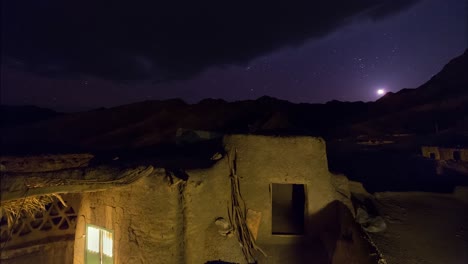 Lantern-Candle-and-nature-based-eco-resort-in-Nayband-village-in-Khorasan-in-Iran-offers-Dark-sky-with-full-of-stars-local-people-living-with-traditional-triangle-architecture-design-pattern-in-desert