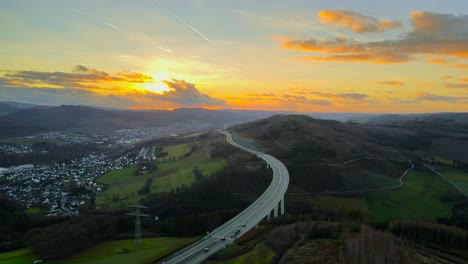 A-Drone's-View-of-the-Tranquil-Infrastructure-on-North-Rhine-Westphalia's-Tallest-Autobahn-Bridge