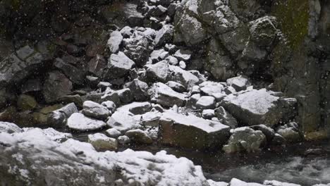 Dramatic-Scene-Of-A-Falling-Snow-On-Rocky-River