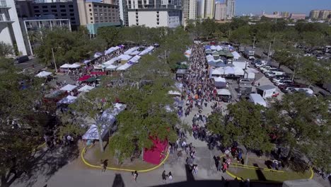 4K-Aerial-Drone-Video-of-Farmers-Market-at-Waterfront-Park-in-St