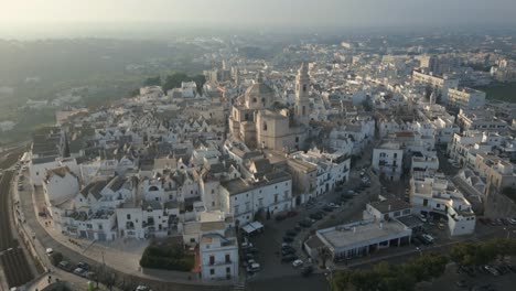 Aerial-drone-view-of-the-historic-town-of-Locorotondo-in-the-southern-Italian-province-of-Apula