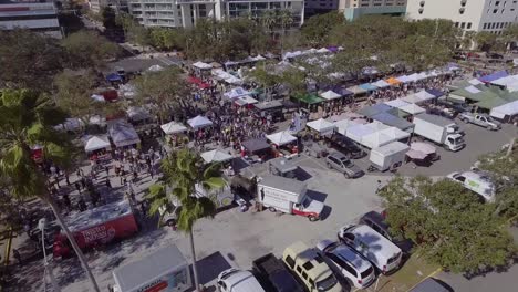 4K-Aerial-Drone-Video-of-Shoppers-at-Farmers-Market-in-Downtown-St