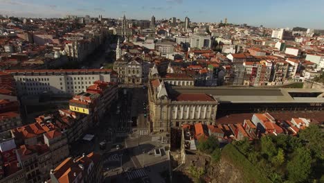 City-Streets-of-Porto-Aerial-View,-Portugal