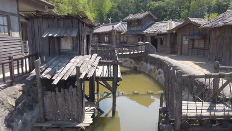 Old-Village-Houses-In-Open-Korean-Film-Set-Suncheon,-South-Jeolla,-South-Korea