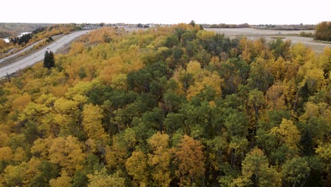 Aerial-Of-Devon-Alberta-In-Autumn-Season