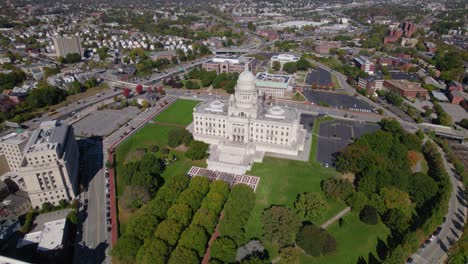 Aerial-of-a-capitol-building-in-Providence-Rhode-Island