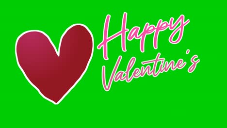 Love-Hearts-sign-symbol-icons-animation-cartoon-with-text-happy-Valentine's-day-on-green-screen-for-valentine's-day-concept-or-mother's-day-4k-video-motion-graphics
