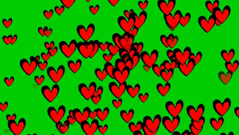 Love-Hearts-sign-symbol-icons-animation-cartoon-on-green-screen-for-valentine's-day-concept-or-mother's-day-4k-video-motion-graphics