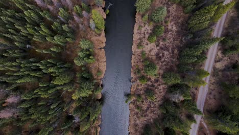 Flying-Over-A-Creek-In-Alberta-Canada