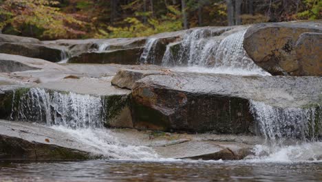 Zeitlupenwasserfall-Aus-Einem-Fluss,-Der-Wasser-über-Felsen-Fließt