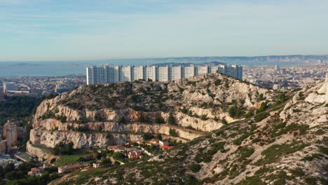 Flying-over-Super-Rouvière-residence-and-revealing-Marseille-city-in-France