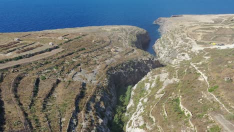 Aerial-Flying-Over-Wied-il-Għasri-Valley-Gorge
