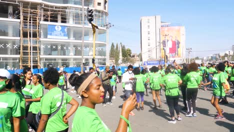 Woman's-day-Marathon-start-line-dancing-and-taking-selfies-fun-day