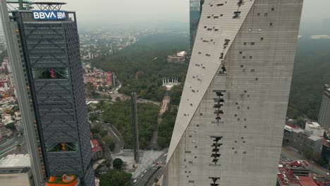 Aerial-View-of-BBVA-and-Reforma-Towers,-Mexico-City
