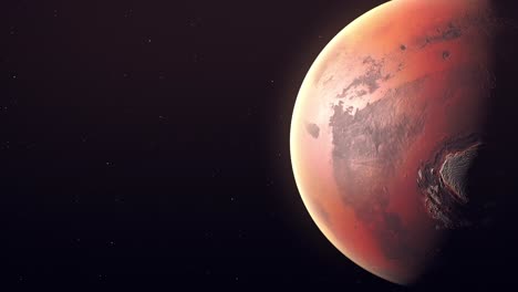 Planet-Mars,-Mars-Rotating-Slowly---closeup