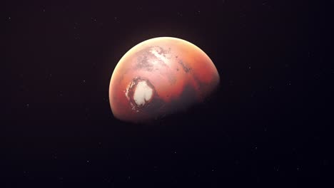 Girando-El-Planeta-Marte-En-El-Espacio-Oscuro---Animación