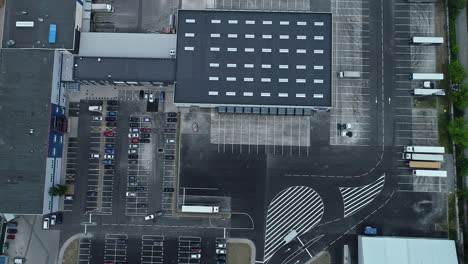 Drone-shot-of-parking-lot-in-Industrial-Estate