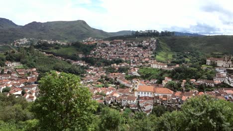 panoramic-view-of-Ouro-Preto,-former-colonial-mining-town-in-Minas-Gerais-state,-Brazil