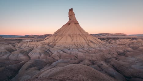 Bardenas-Reales-Castil-De-Tierra-Rock-Formation-Landmark-Navarra-Desert-And-Winter-Sunset