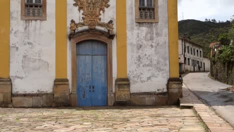 Nossa-Senhora-das-Merces-and-Sao-Francisco-de-Paula-ancient-churches,-in-Ouro-Preto,-Minas-Gerais,-Brazil