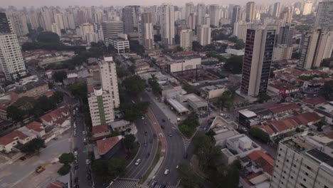 Drone-flying-towards-São-Paulo-at-the-golden-hour