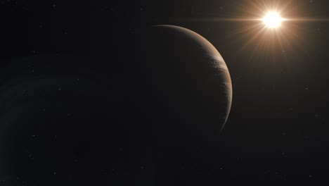 Jupiter-Planet-And-Glowing-Sun-View-On-Space---animation