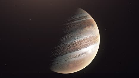 Planet-Jupiter,-Der-In-Den-Weltraum-Hinauszoomt