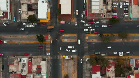 Top-view-road-roundabout-with-car-driving-rush-hour-in-Mexico-City