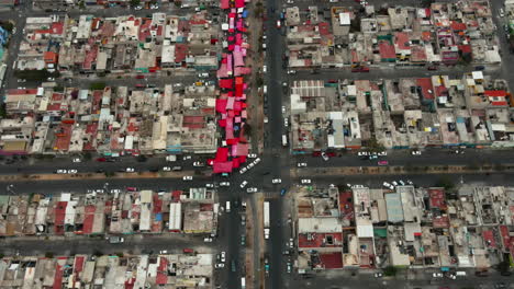 Overhead-view-of-traffic-jam-on-a-junction-road-in-Mexico-City