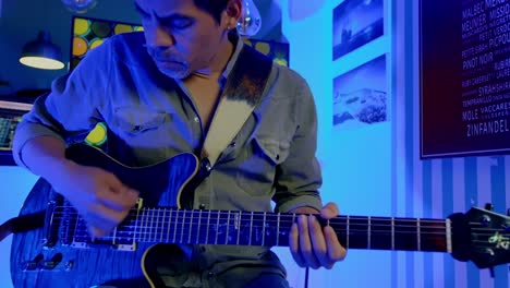 Musician's-Hand-Playing-Fast-On-Electric-Guitar