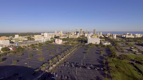 4K-Aerial-Drone-Video-of-Parking-Lot-of-Tropicana-Field-in-Downtown-St