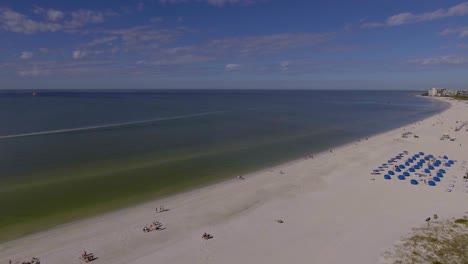 4K-Drone-Video-of-Beach-Cabanas-and-Umbrellas-at-Bellwether-Resort-on-the-Gulf-of-Mexico-in-St
