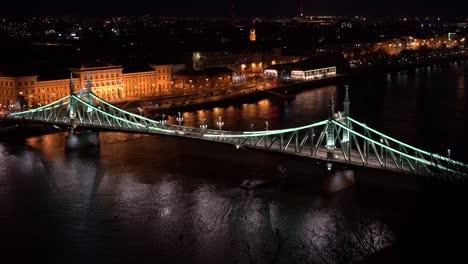 Nightlife,-Cityscape-with-a-Bridge-at-Budapest