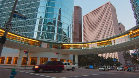 The-Chevron-Skybridge-is-Located-in-Downtown-Houston,-Texas-and-connects-4-Office-buildings-on-the-2nd-floor