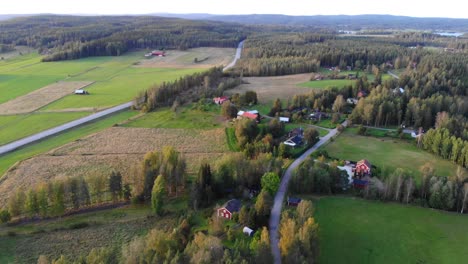 Drone-footage-over-countryside-in-Sweden