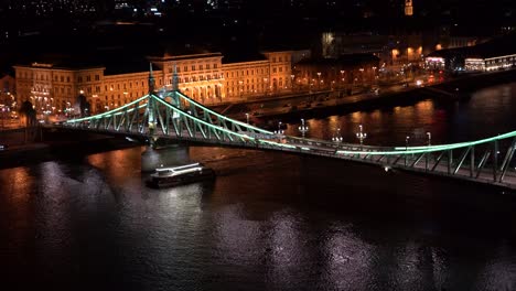 Nightlife,-Cityscape-with-a-Bridge-at-Budapest