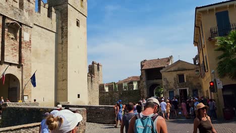 Castle-and-tourists-in-Garda-Italy