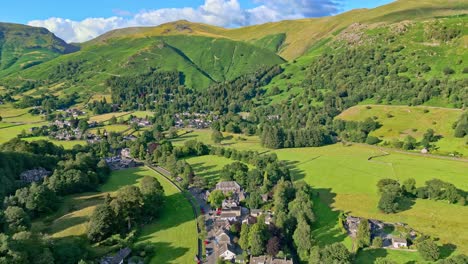 Cinematic-aerial-footage-of-the-Lakeland-town-of-Grasmere
