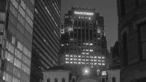 State-Street-Corporation-Building-Headquarters-At-Night-In-Black-And-White