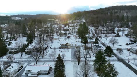 Aerial-truck-shot-of-ski-resort-neighborhood